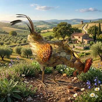 Außergewöhnlicher Hahn in Kupfertönen ca. 40 cm - Dekofigur